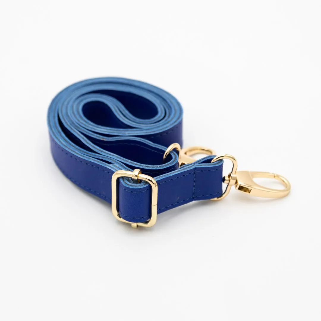 Leather bum bag strap - Cobalt Blue with gold fittings