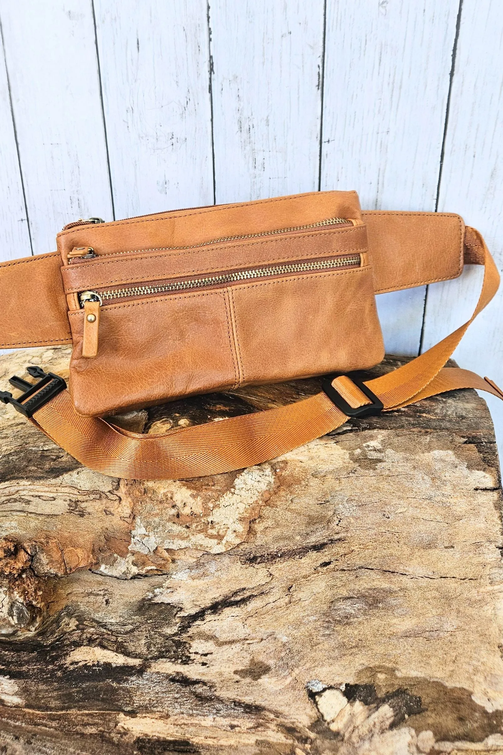 Light Brown Leather Fanny Pack Bag