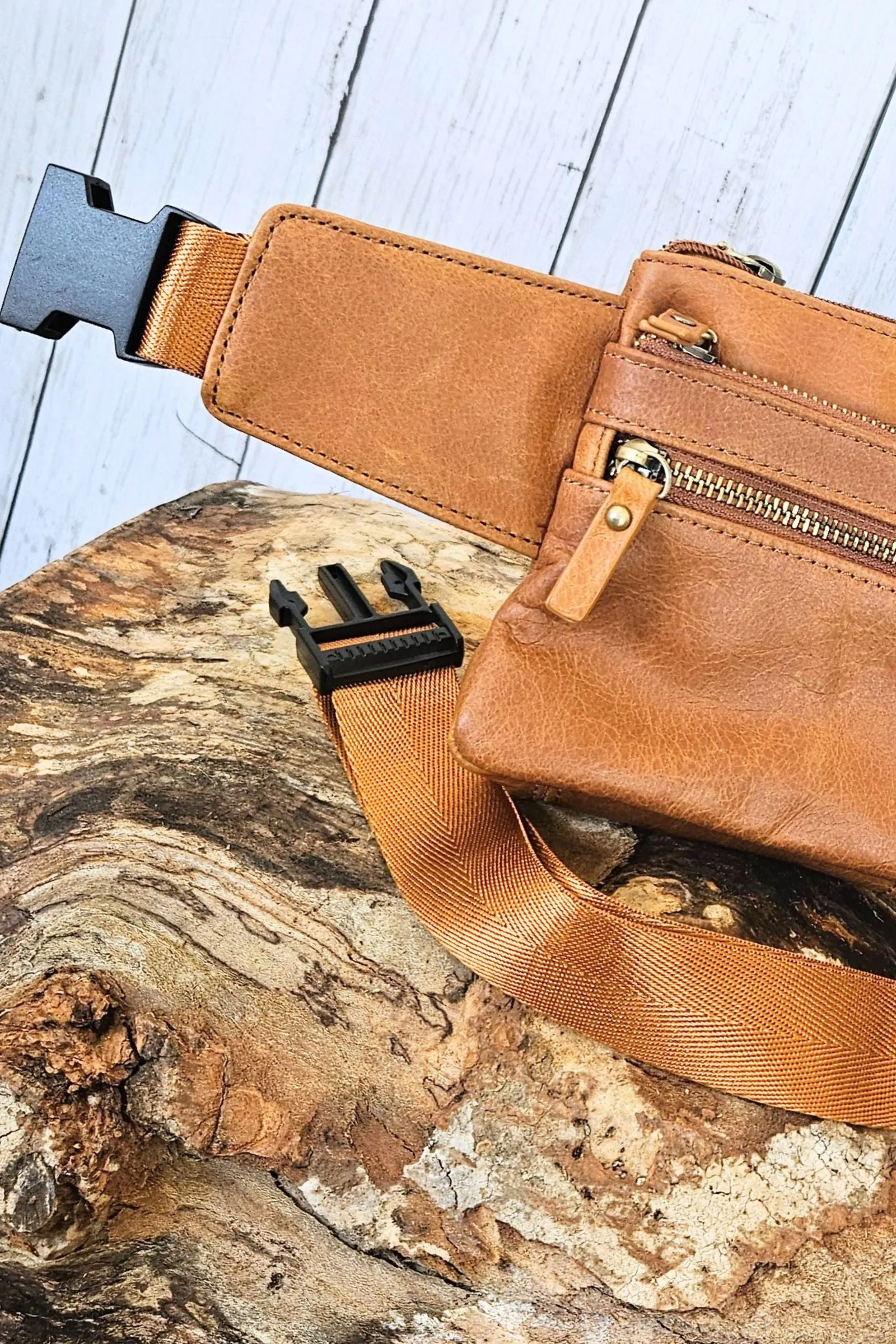 Light Brown Leather Fanny Pack Bag