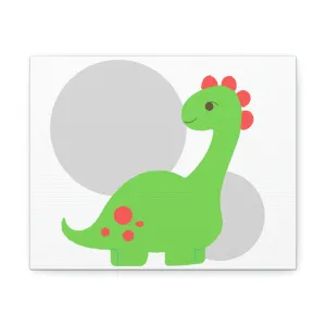 Light Green Long Neck Dinosaur Stretched Canvas