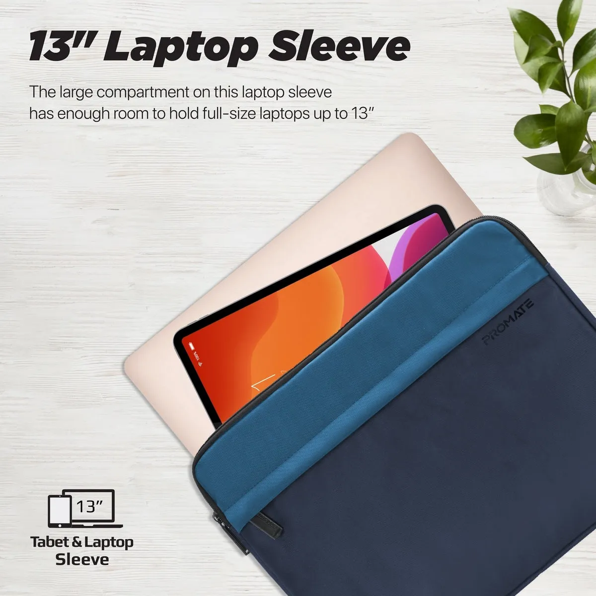 Lightweight 13" Tablet Sleeve with Front Storage Zipper