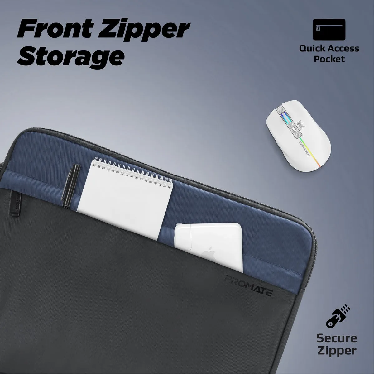 Lightweight 13" Tablet Sleeve with Front Storage Zipper