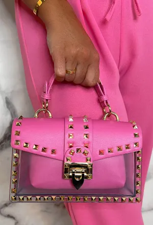 Making A Point Pink Faux Leather Stud Detail Bag