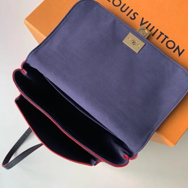 Marignan Messenger Bag In Empreinte Leather M44545 Navy Blue/red 2019 Collection