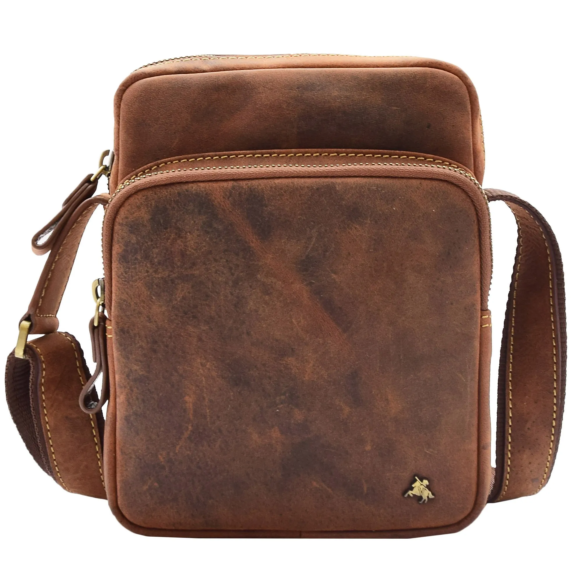 Mens Small Smart Crossbody Bag Organiser Genuine Leather Multi Pockets Riga