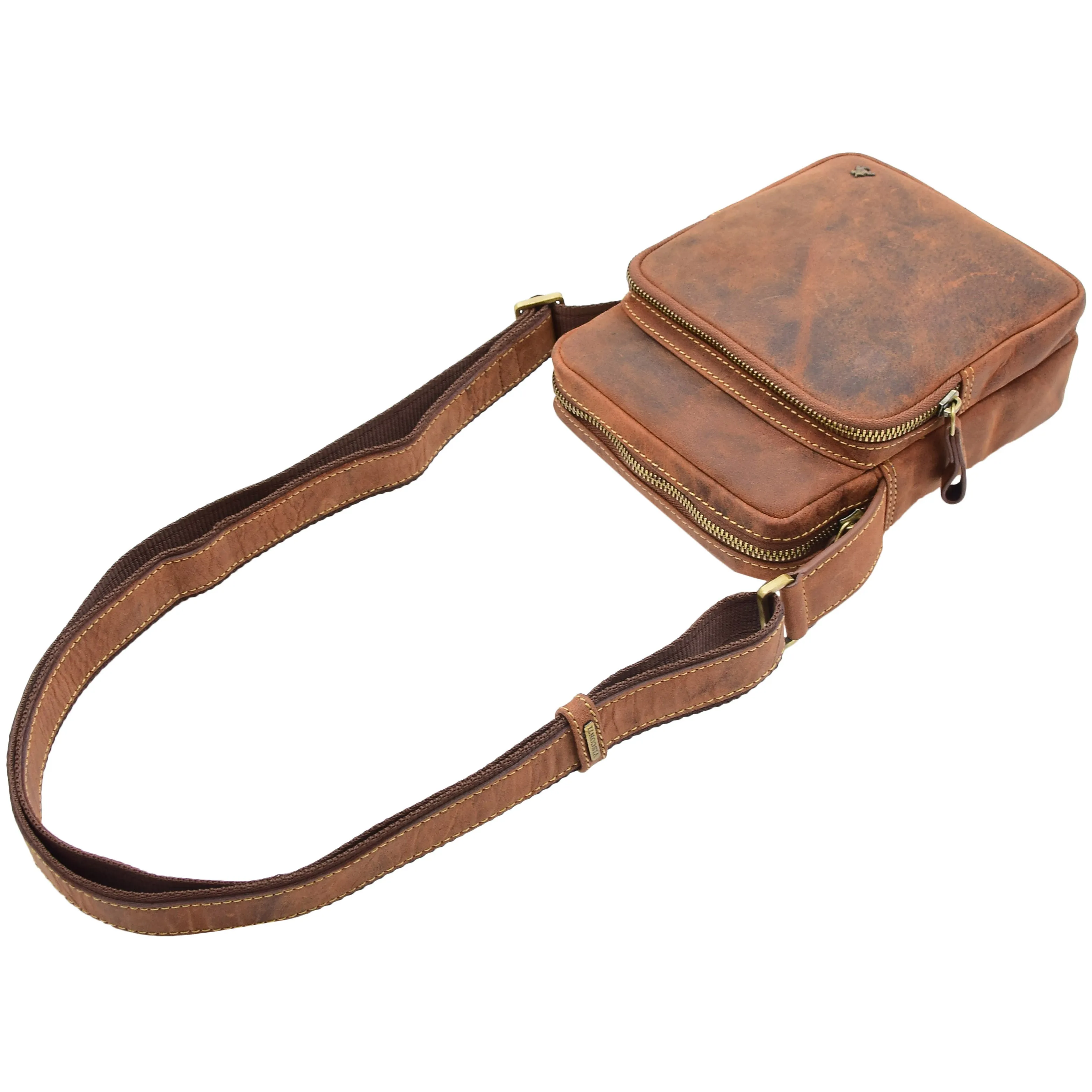 Mens Small Smart Crossbody Bag Organiser Genuine Leather Multi Pockets Riga