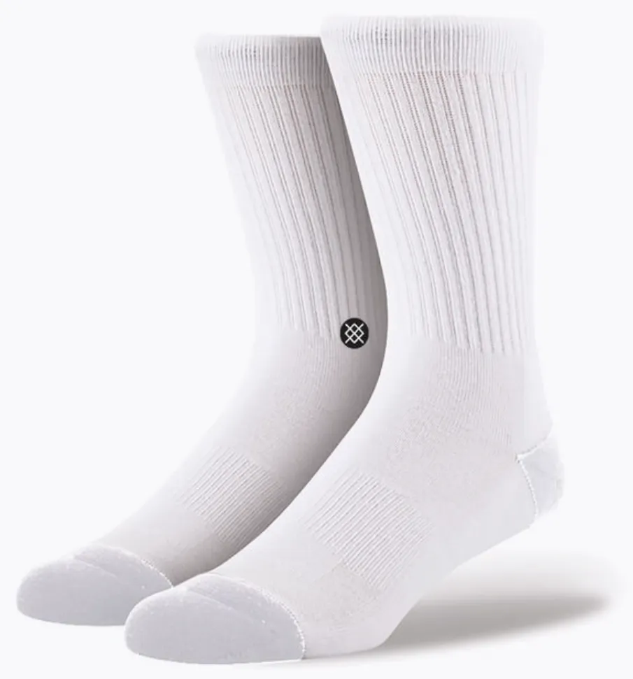 Men's Stance 3 Pack Icon Crew Sock -White -Medium