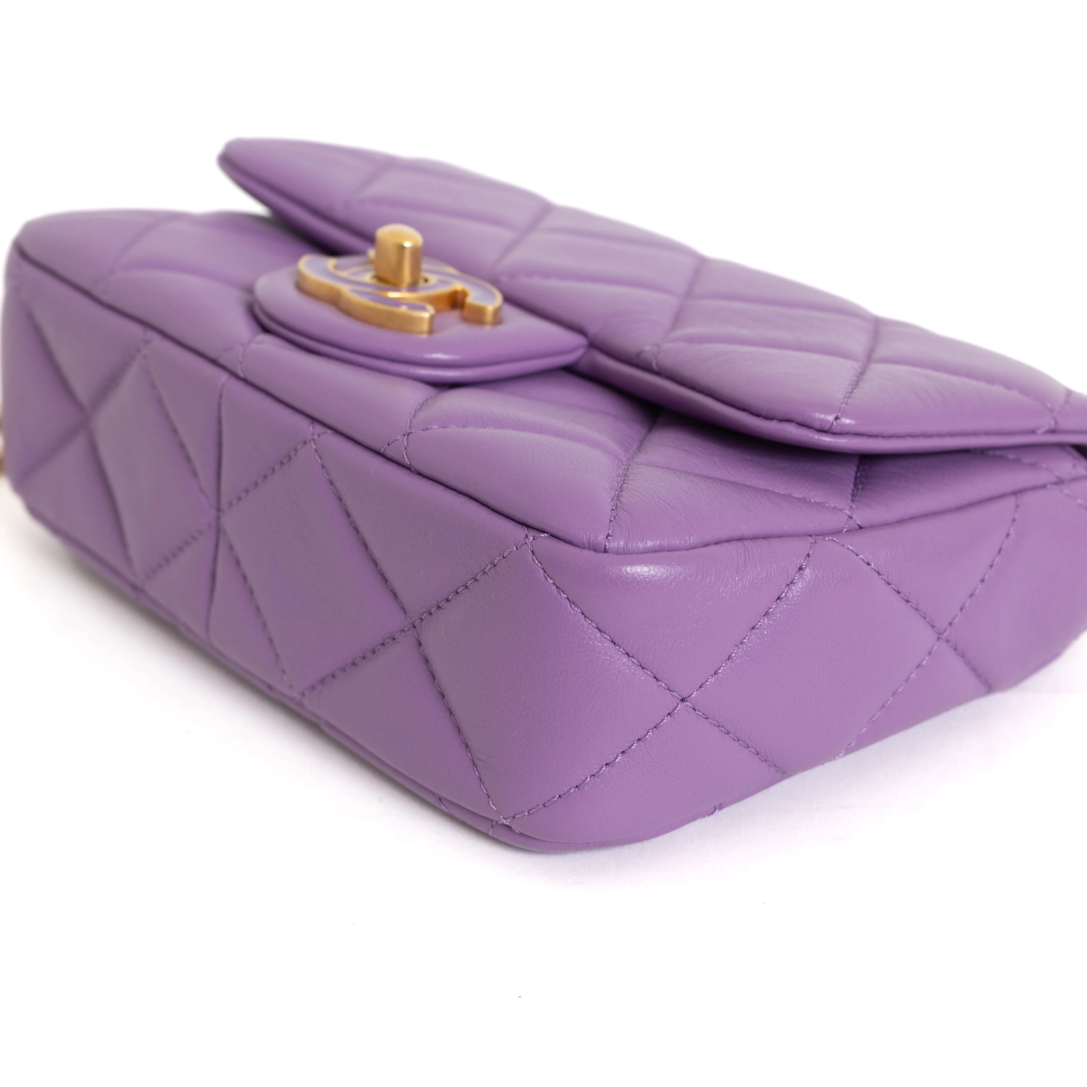 Mini Square Flap Bag, Purple Enamel Lambskin 7567