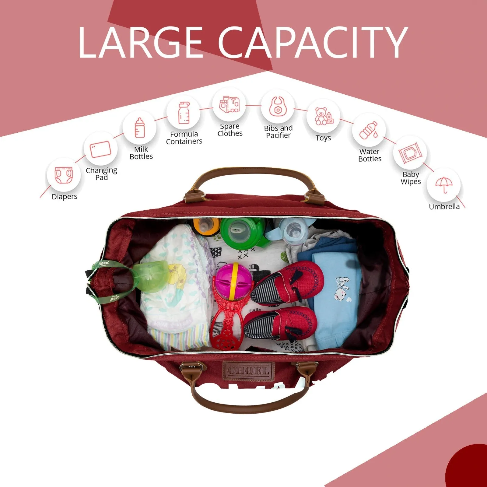 Mommy Bag - Baby Diaper Travel Bag (BURGUNDY)