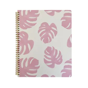 Monstera Pink Yellow Spiral Notebook