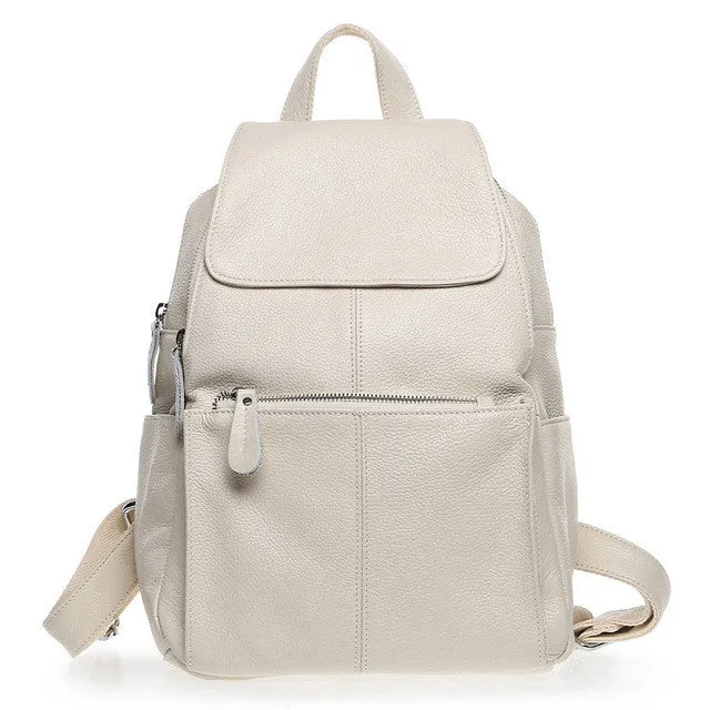 Natural Soft Genuine Leather Women's Fashion Backpack School Bags - 15 Colour