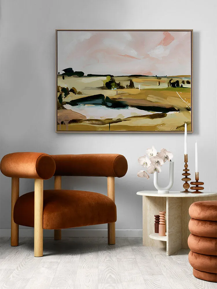 Ochre Fields Canvas Art Print | Framed Oak