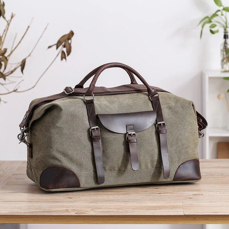 Oversized Travel Duffel Bag Canvas Leather