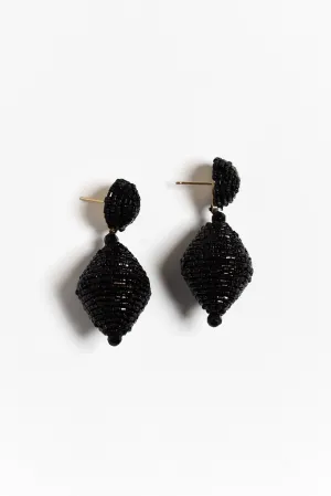 Pari Black Beaded Drop Earrings