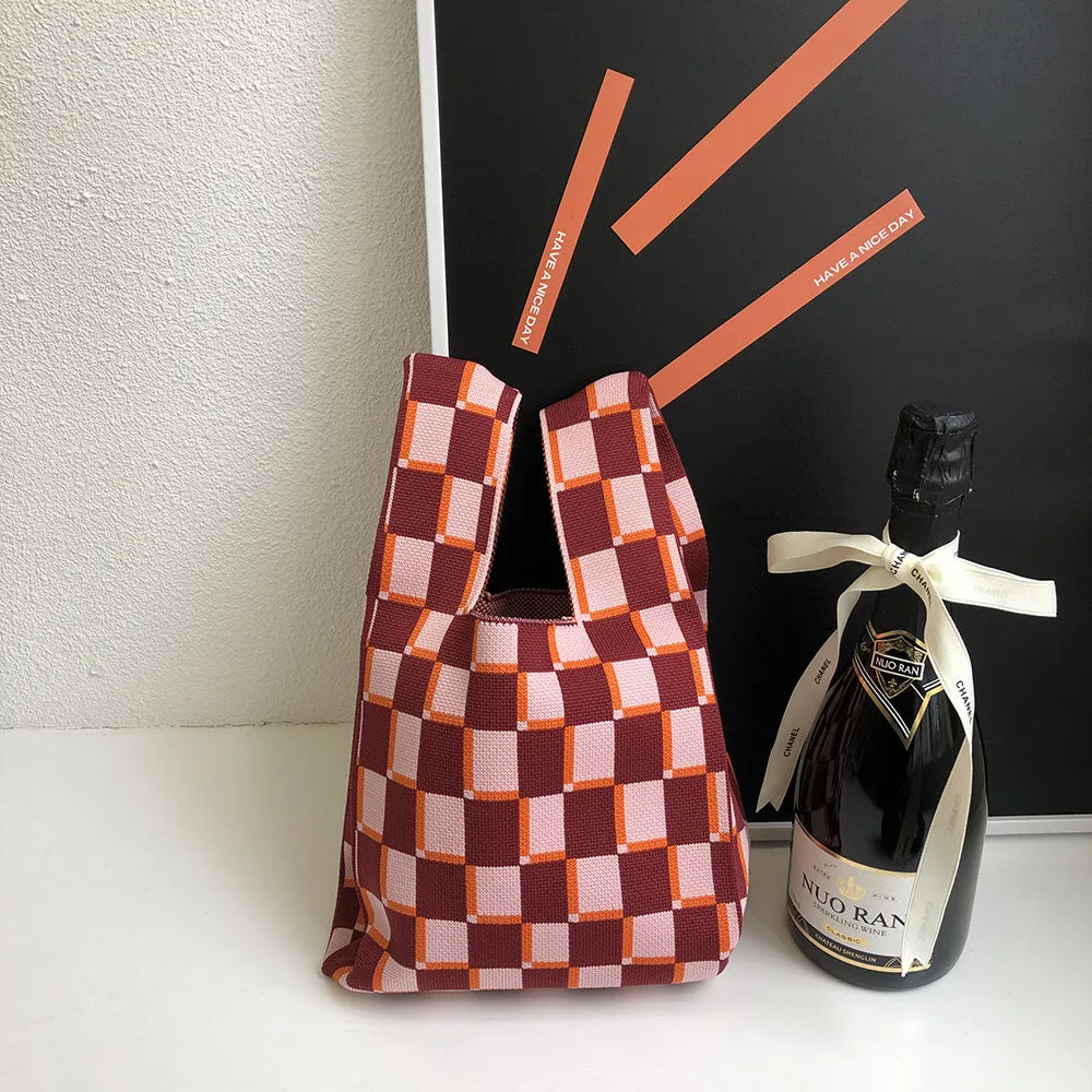 Paziye Bag - Check Double Knit Shopping Bag