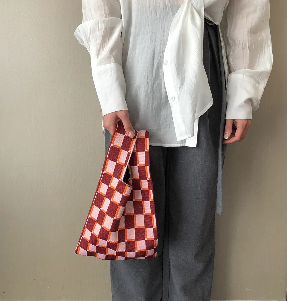 Paziye Bag - Check Double Knit Shopping Bag