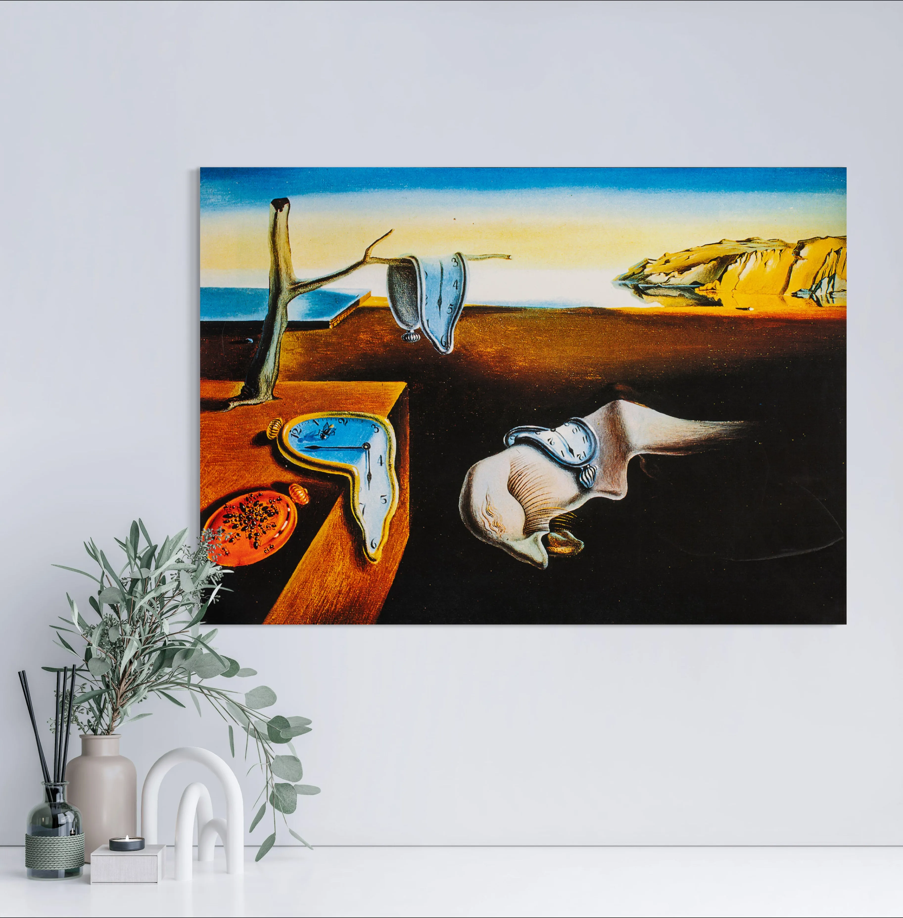 Persistence of Memory - Painted by Salvador Dali - Circa. 1931. High Quality Polyester Cotton Canvas Print. Ready to be Framed or Mounted. Available in 3 Sizes - Small - Medium or Large.