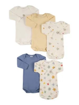 Petit Bateau   Set of 5 printed cotton bodysuits 