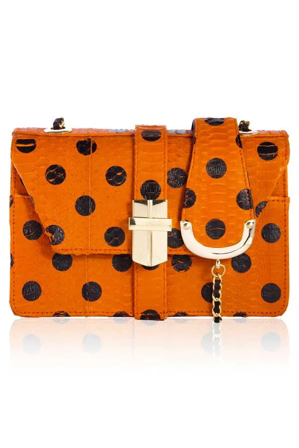 POLKA DOT SATCHEL IN BRIGHT ORANGE