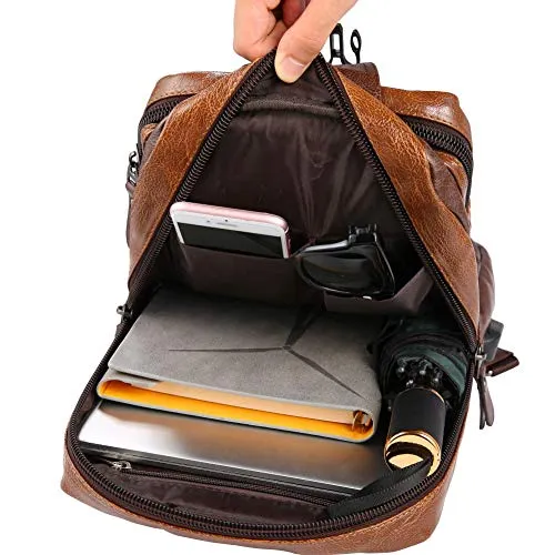 QCXPRO™ Men's Crossbody Sling Chest Bag - Faux Leather, iPad Tablet, USB Shoulder Bag