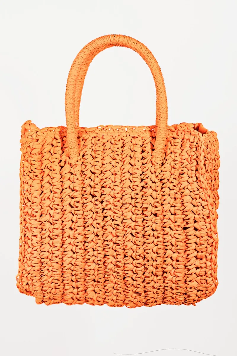 Raffia Square handbag