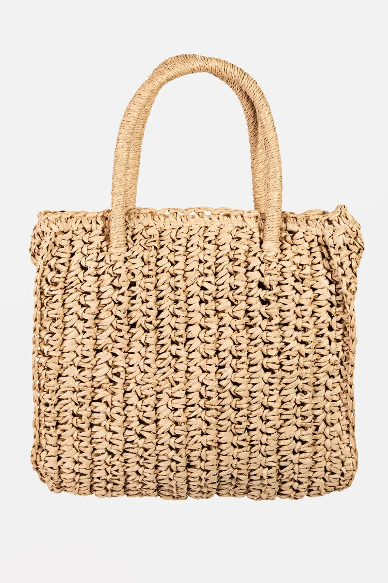 Raffia Square handbag