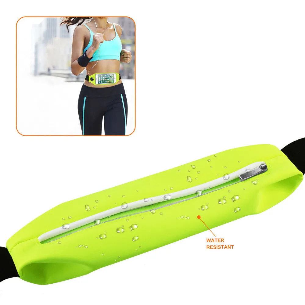 Reiko REIKO RUNNING SPORT BELT FOR IPHONE 7 PLUS/ 6S PLUS OR 5.5 INCHES DEVICE WITH TWO POCKETS AND LED IN GREEN (5.5x5.5 INCHES)