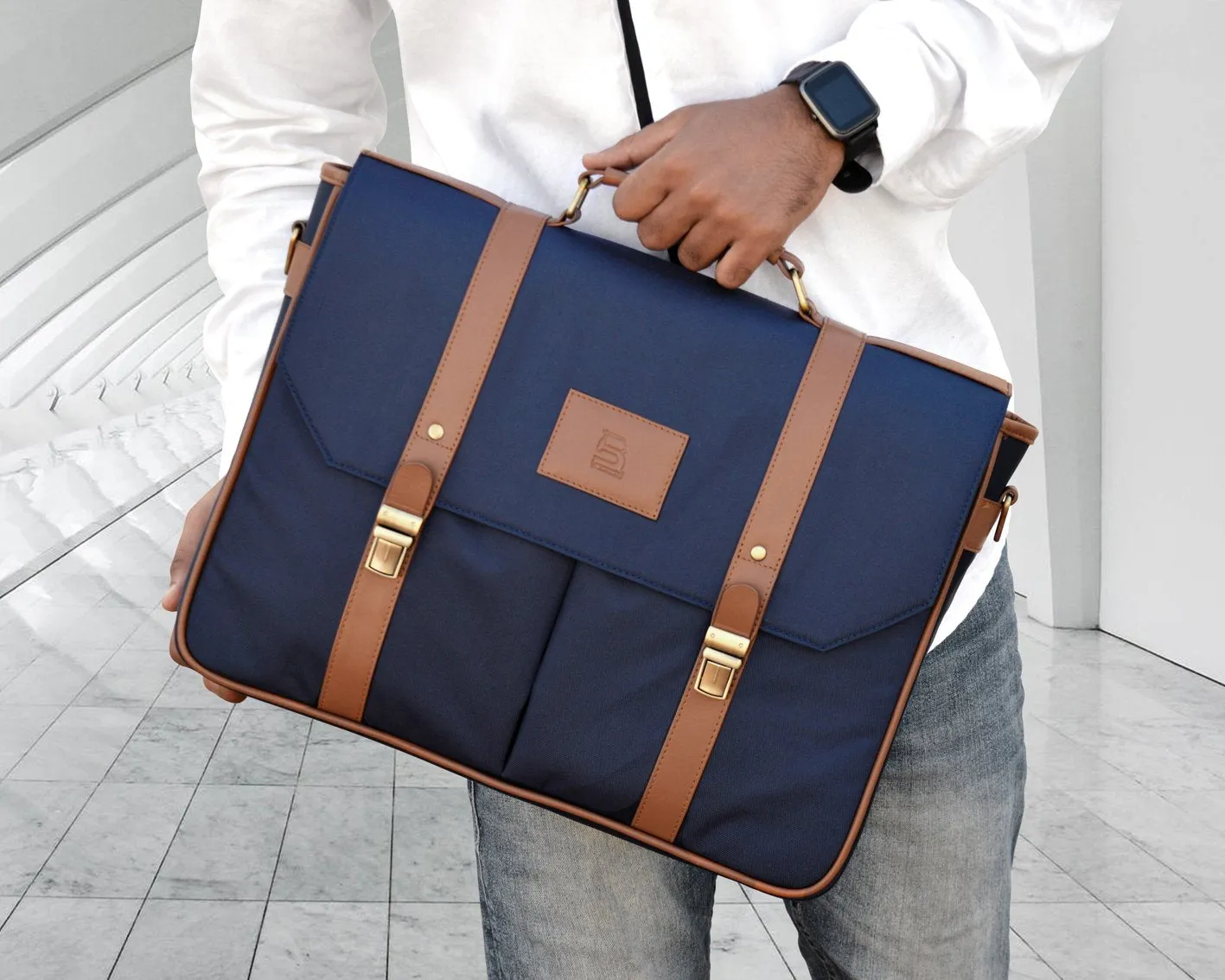 Retro Laptop Bag - Blue