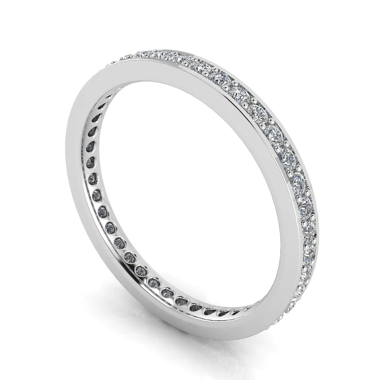 Round Brilliant Cut Diamond Channel Pave Set Eternity Ring In 14k White Gold  (0.3ct. Tw.) Ring Size 5