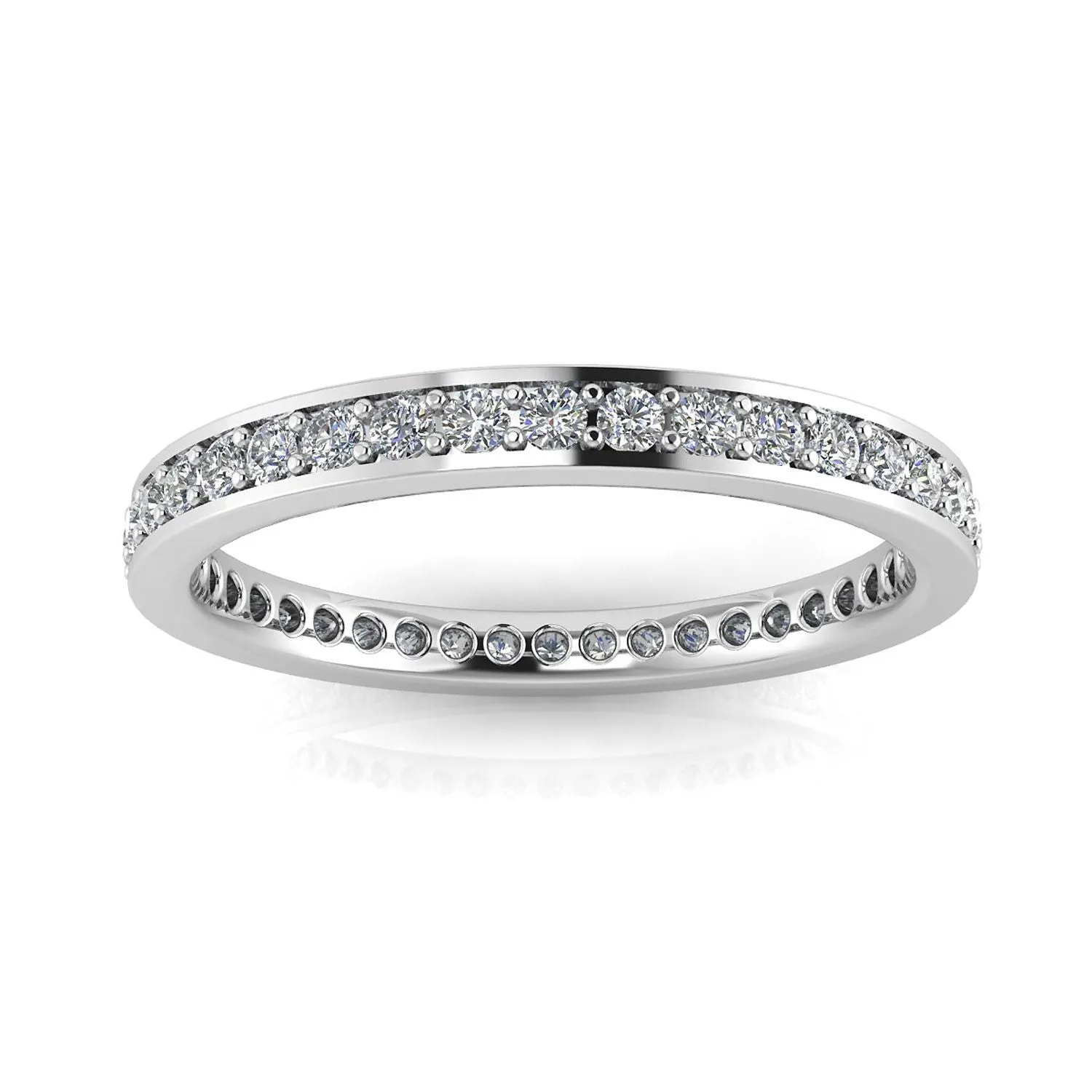 Round Brilliant Cut Diamond Channel Pave Set Eternity Ring In 14k White Gold  (0.3ct. Tw.) Ring Size 5