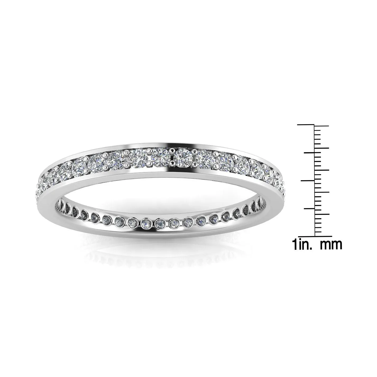 Round Brilliant Cut Diamond Channel Pave Set Eternity Ring In 14k White Gold  (0.46ct. Tw.) Ring Size 5.5