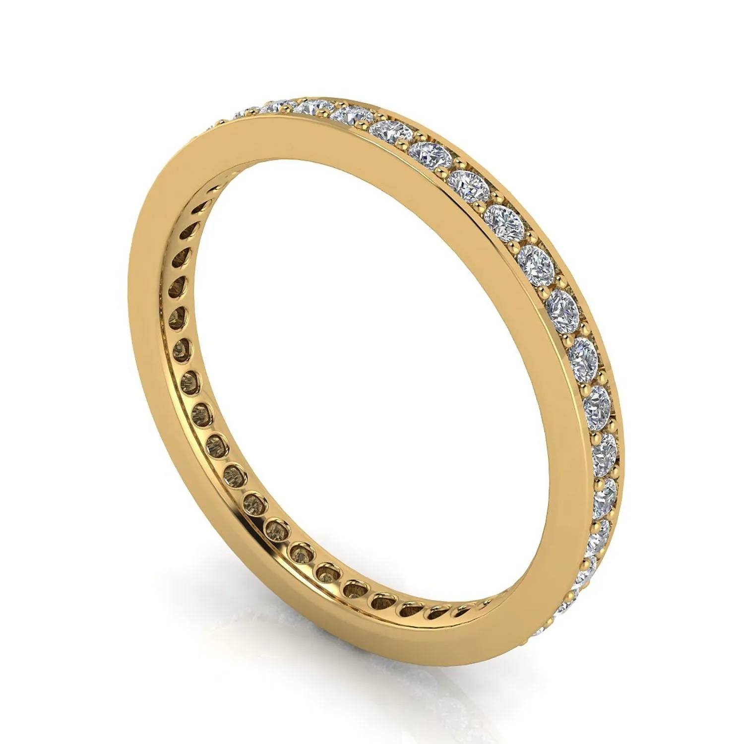 Round Brilliant Cut Diamond Channel Pave Set Eternity Ring In 14k Yellow Gold  (0.46ct. Tw.) Ring Size 6