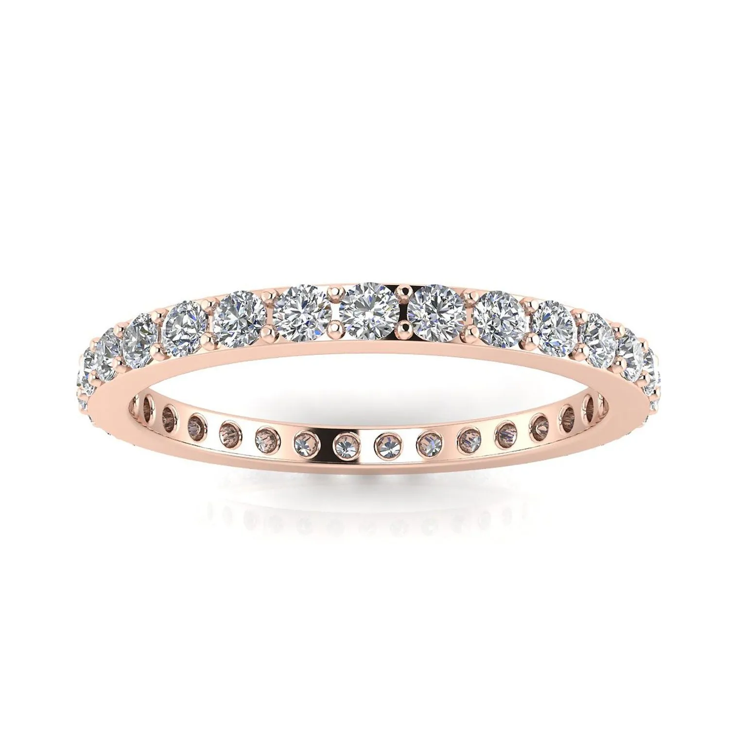 Round Brilliant Cut Diamond Pave Set Eternity Ring In 14k Rose Gold  (0.7ct. Tw.) Ring Size 7