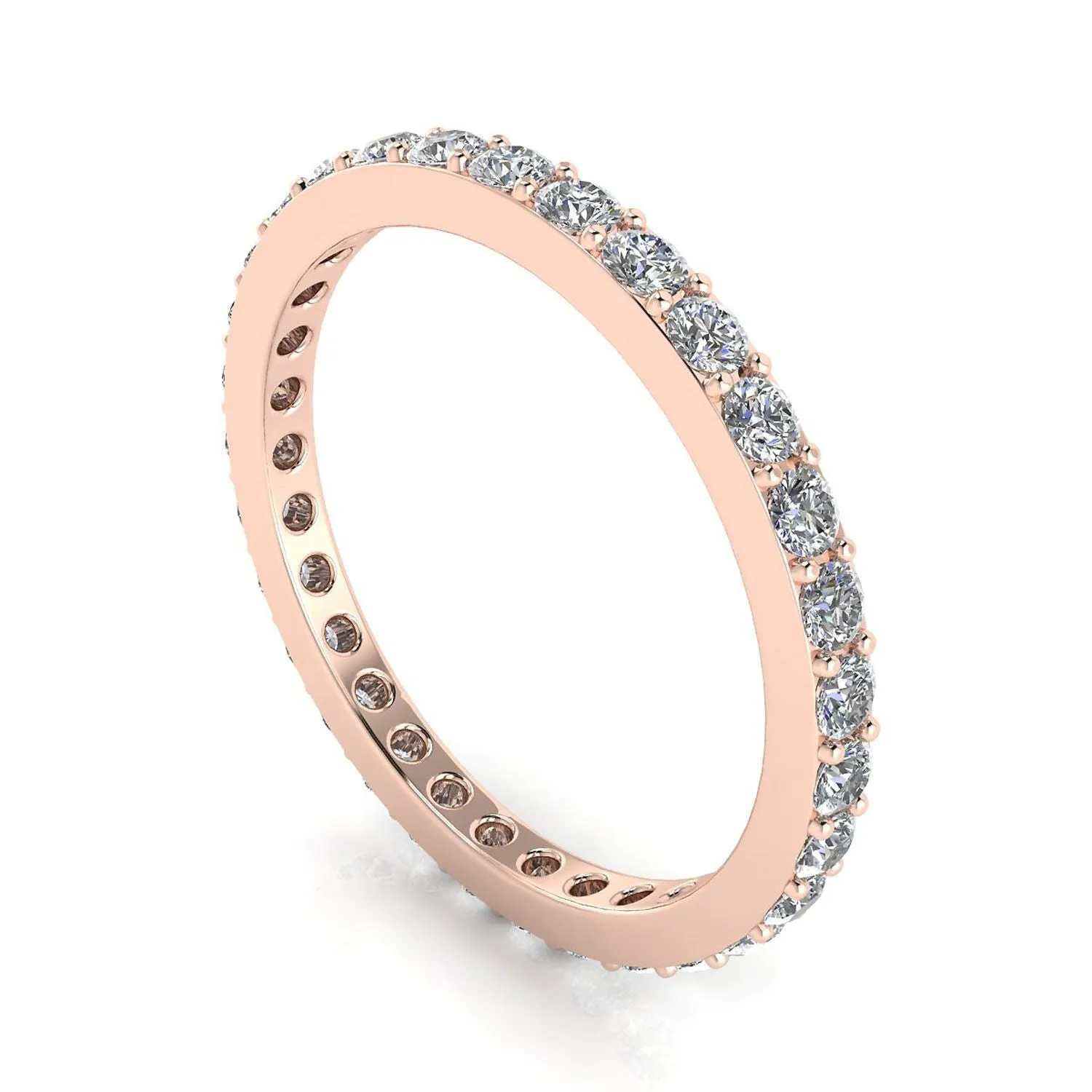 Round Brilliant Cut Diamond Pave Set Eternity Ring In 14k Rose Gold  (0.7ct. Tw.) Ring Size 7