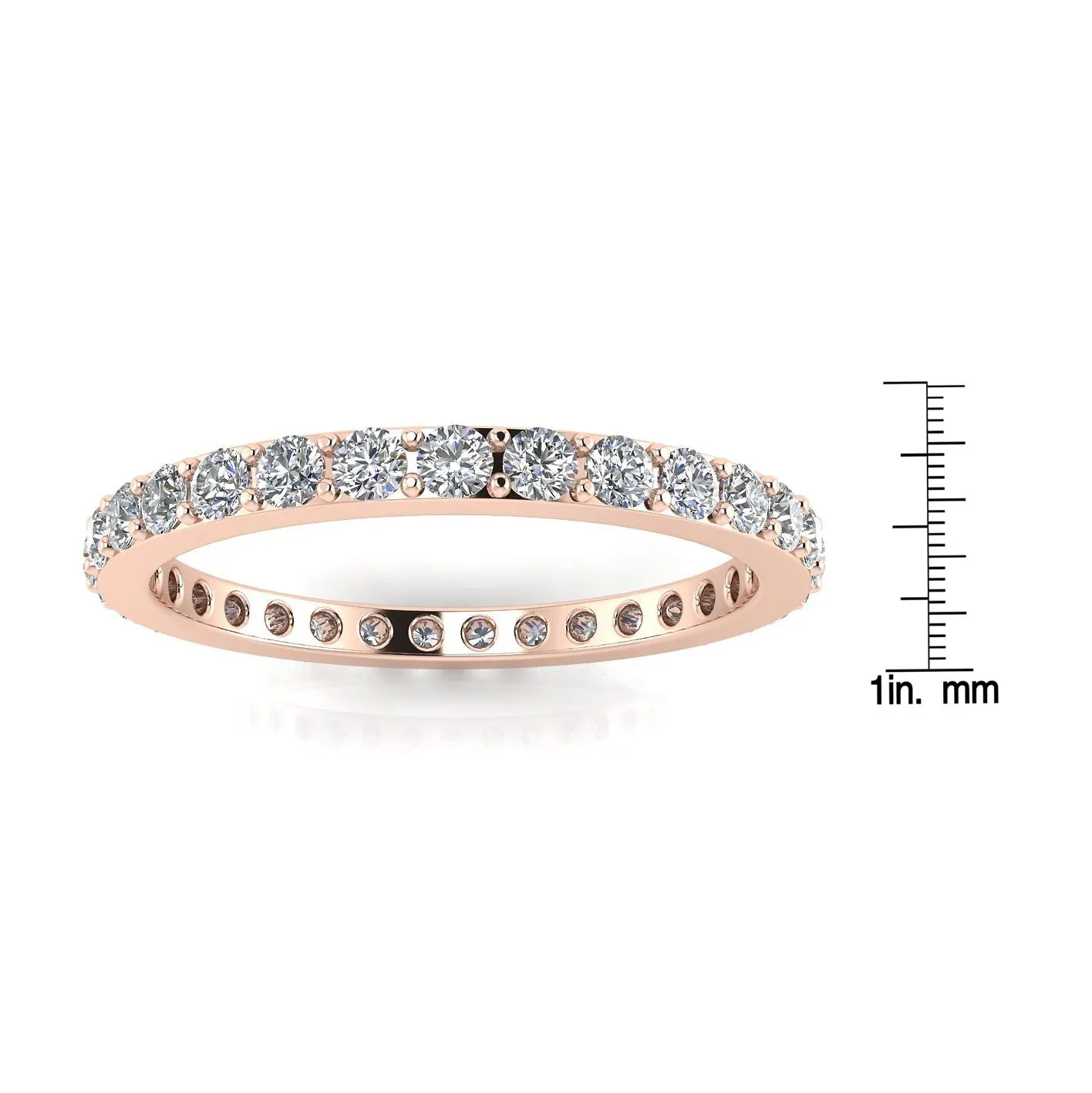 Round Brilliant Cut Diamond Pave Set Eternity Ring In 14k Rose Gold  (0.7ct. Tw.) Ring Size 7