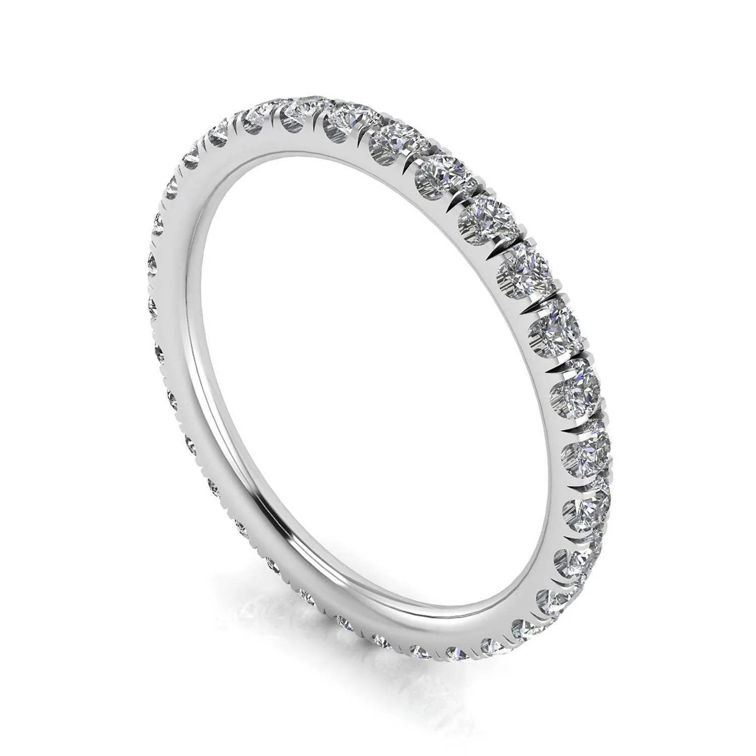 Round Brilliant Cut Diamond Split Prong Set Eternity Ring In 18k White Gold  (0.43ct. Tw.) Ring Size 4