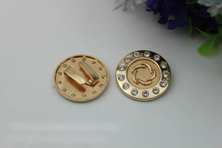 Round Purse Label 1/10pcs Bag Hardware Charm Light Gold Handmade Purse Handbag Making Metal Decoration 27mm 1 1/8" Wholesale Supplies