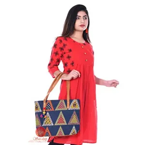 Saudeep India Hand Made Printed Ikat Traditional Shoulder Hand Bag For Women