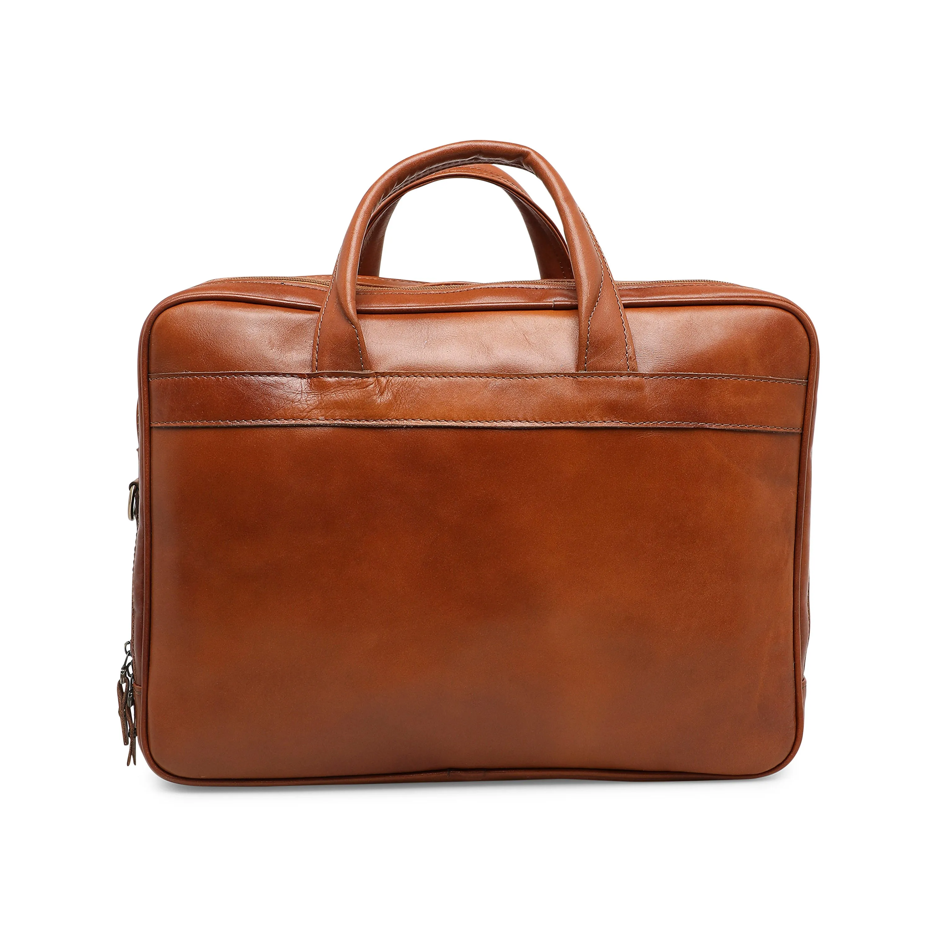 Sephers Men's Genuine Leather Laptop Travel Bag - Tan