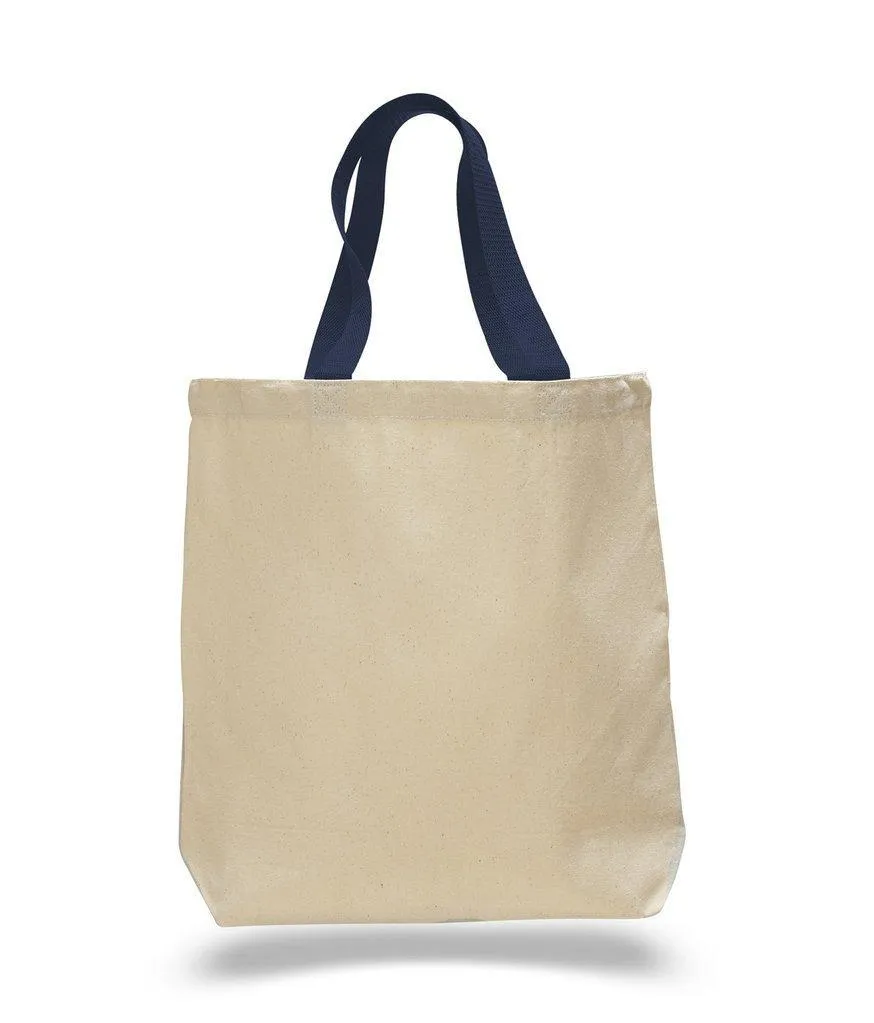 SET OF 24 COTTON CANVAS TOTE BAGS WITH CONTRAST HANDLES