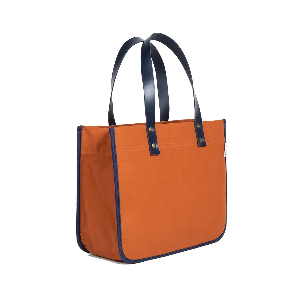 SHEIKHOZ - Canvas with Navy Leather Handles and Piping