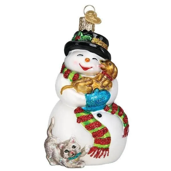 Snowman With Playful Pets Ornament