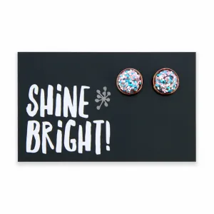 SPARKLEFEST - Shine Bright - Rose Gold 12mm Circle Studs- Flossy Glitter Resin (11653)