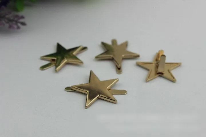 Star Purse Label 2/20pcs Bag Hardware Charm Light Gold Handmade Purse Handbag Making Metal Decoration 28mm 1 1/8" Wholesale Supplies