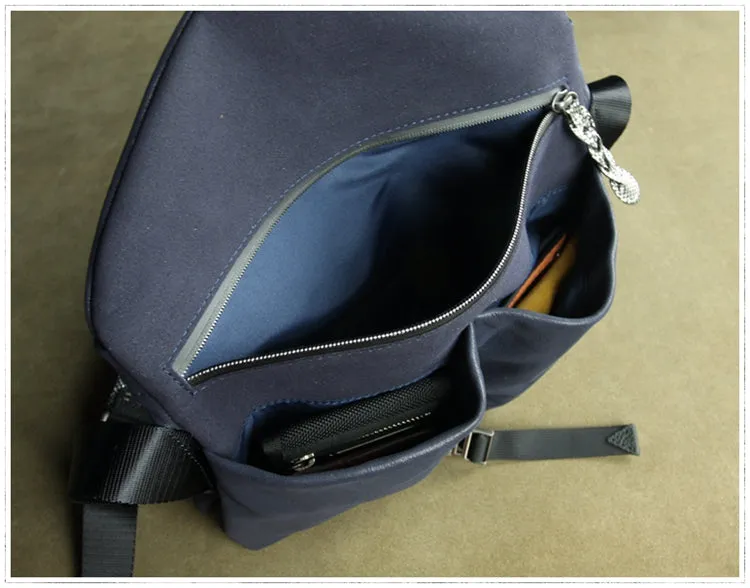 Stylish Men Blue Leather Shoulder Purse Side Bag Leather Messenger Bag for Men