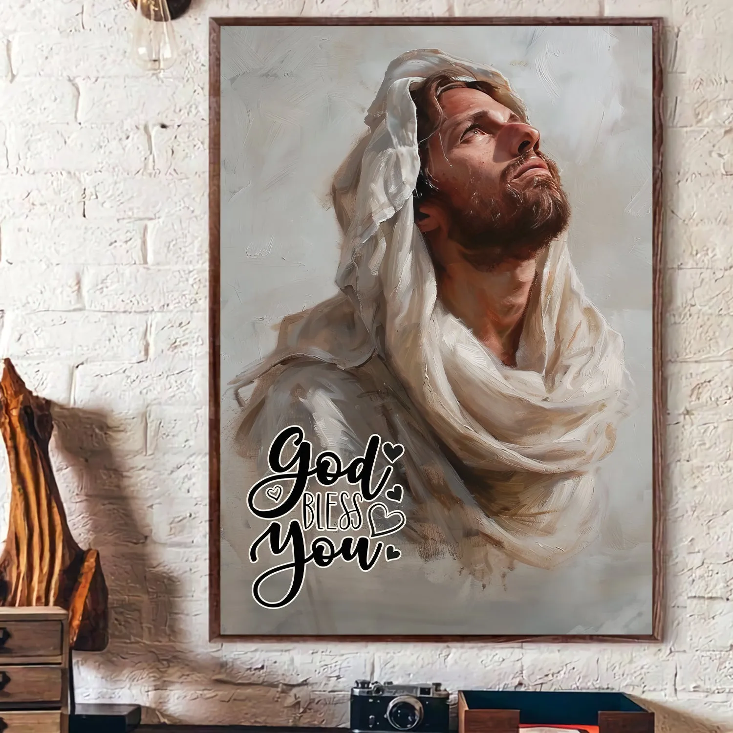 Teesdily | God Bless You Poster Canvas, Jesus Praying Poster Art, Faith Trust In Jesus Poster, Jesus Lover Gift, Religious Poster Canvas