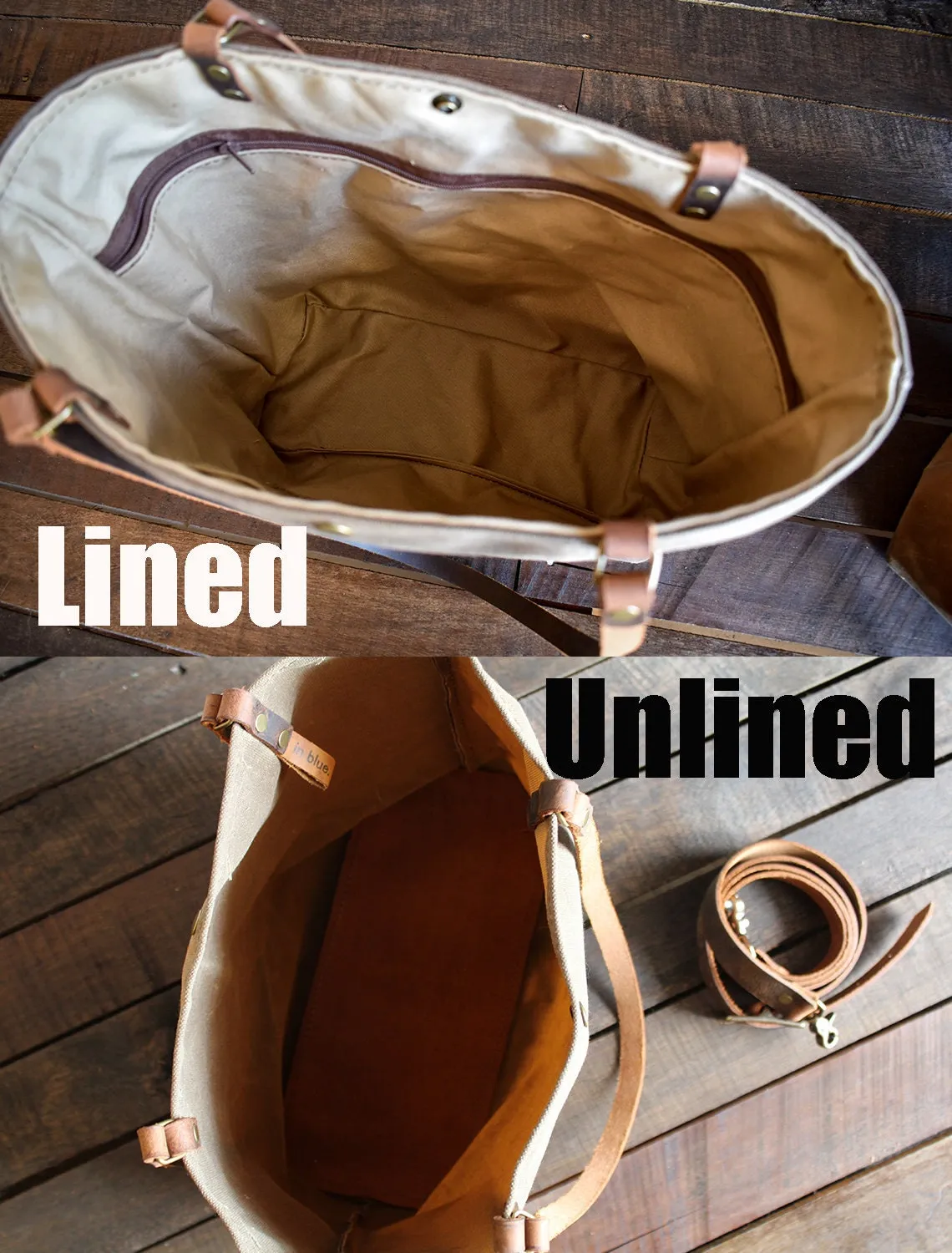 The Classic Waxed Canvas Bag | Tote Bag with Leather Pocket | Large