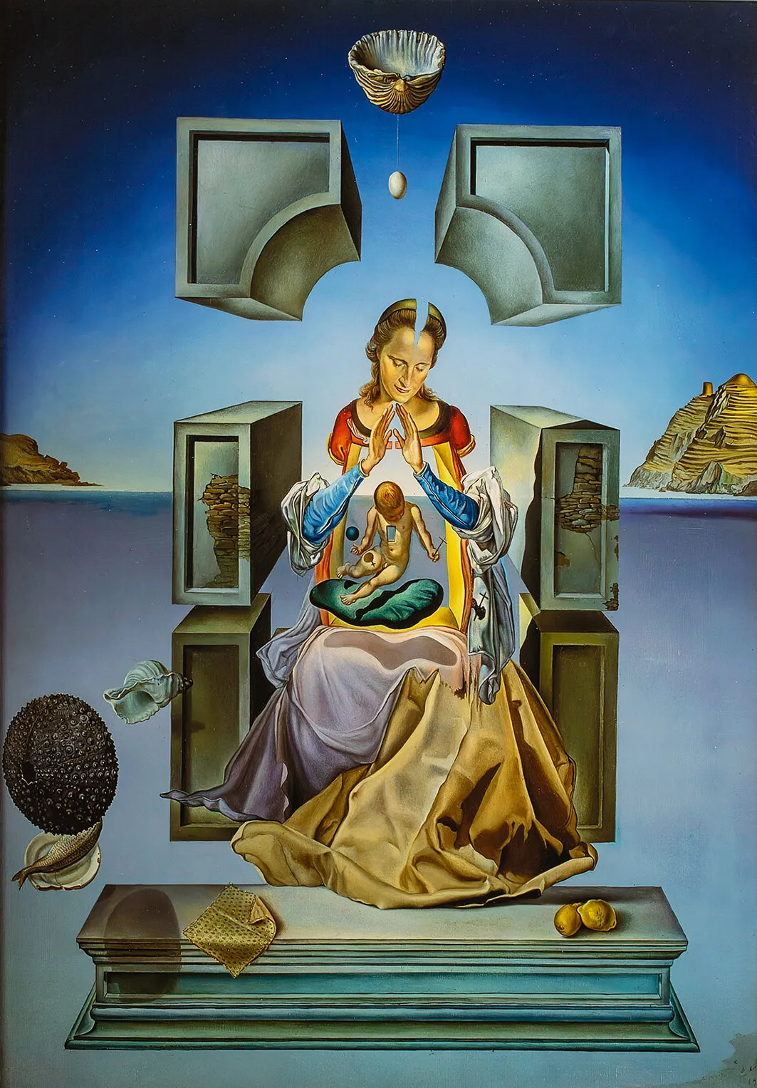 The Madonna of Port Lligat  - Painted by Salvador Dali - Circa. 1949. High Quality Polyester Cotton Canvas Print. Ready to be Framed or Mounted. Available in 3 Sizes - Small - Medium or Large.