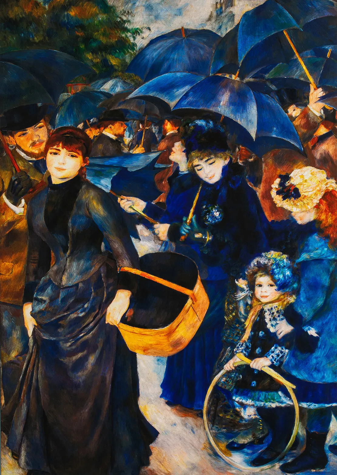 The Umbrellas - Painted by Pierre-Auguste Renoir  - Circa. 1880. High Quality Polyester Cotton Canvas Print. Rolled Canvas Available in 3 Sizes - Small, Medium, or Large. Stretched Canvas Option Available in One (1) Large Size - 70cm.