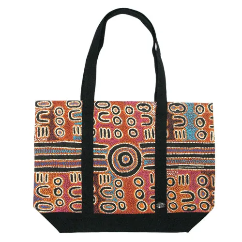 Tote Bag - Biddy Timms - Dreamtime Journey (Brown/Black)